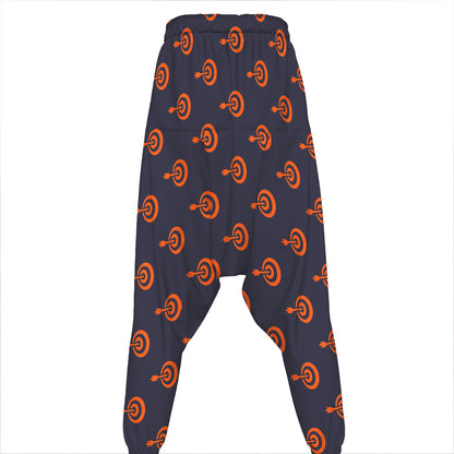Orange Bullseye Target Pattern Print Hammer Pants