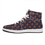 Orange Bullseye Target Pattern Print High Top Leather Sneakers
