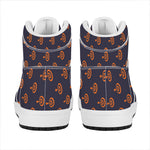 Orange Bullseye Target Pattern Print High Top Leather Sneakers
