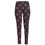 Orange Bullseye Target Pattern Print High-Waisted Pocket Leggings