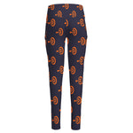 Orange Bullseye Target Pattern Print High-Waisted Pocket Leggings