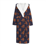 Orange Bullseye Target Pattern Print Hooded Bathrobe