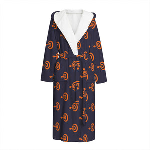 Orange Bullseye Target Pattern Print Hooded Bathrobe