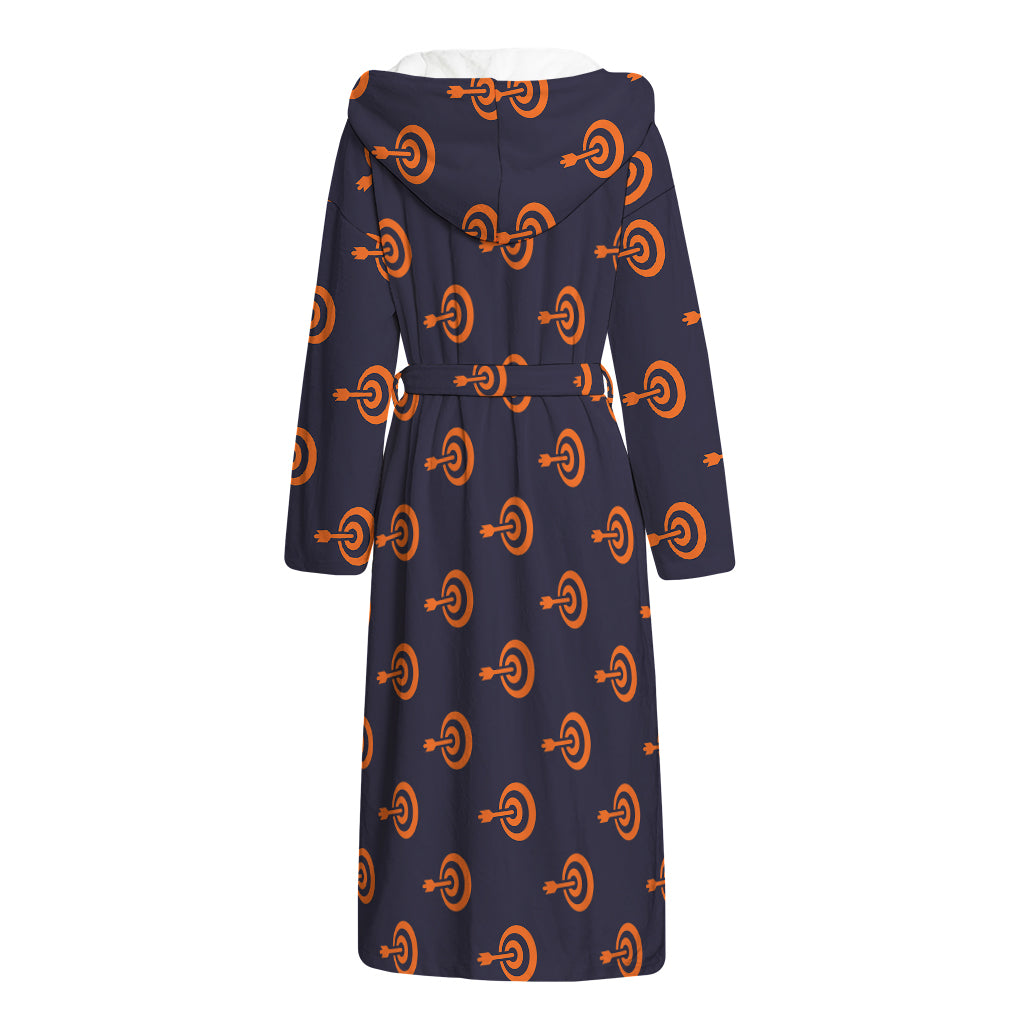 Orange Bullseye Target Pattern Print Hooded Bathrobe