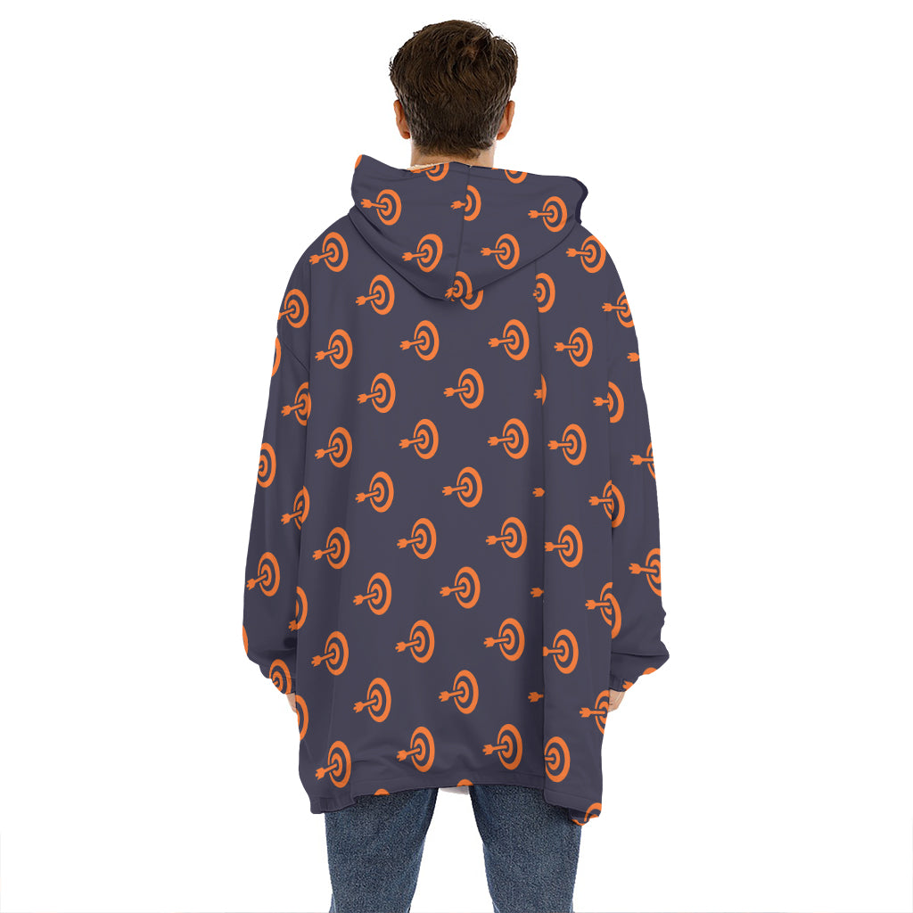 Orange Bullseye Target Pattern Print Hoodie Blanket