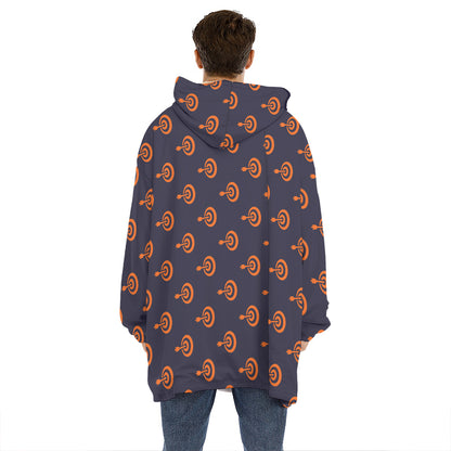 Orange Bullseye Target Pattern Print Hoodie Blanket
