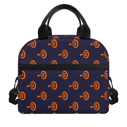 Orange Bullseye Target Pattern Print Insulated Lunch Bag