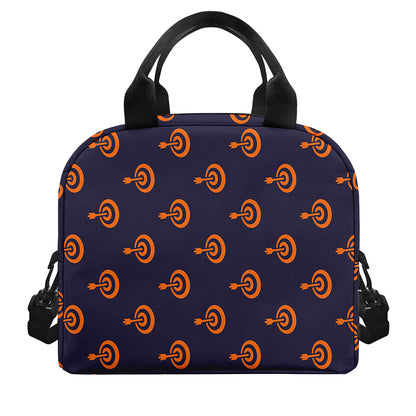 Orange Bullseye Target Pattern Print Insulated Lunch Bag