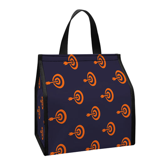 Orange Bullseye Target Pattern Print Insulated Lunch Tote