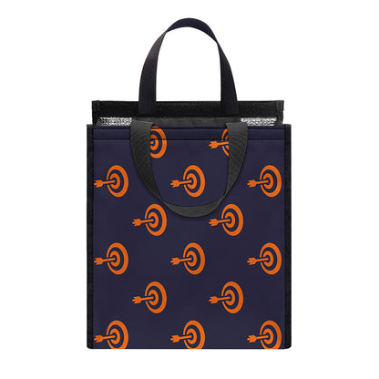 Orange Bullseye Target Pattern Print Insulated Lunch Tote