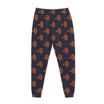 Orange Bullseye Target Pattern Print Jogger Pants