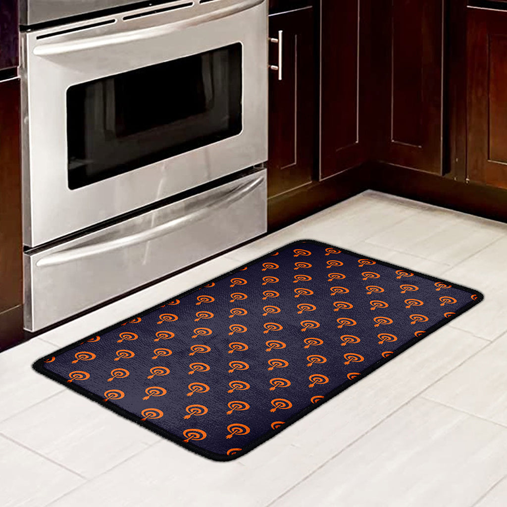 Orange Bullseye Target Pattern Print Kitchen Mat