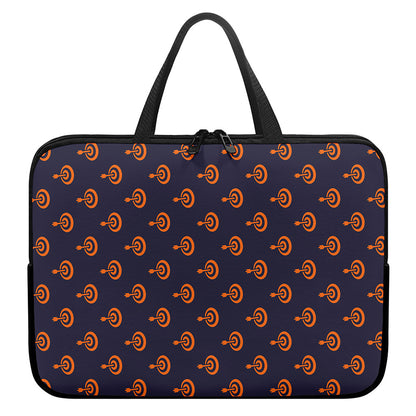 Orange Bullseye Target Pattern Print Laptop Sleeve With Handle
