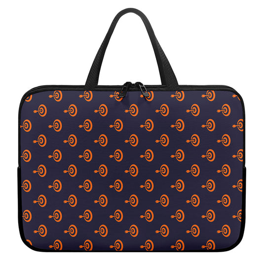 Orange Bullseye Target Pattern Print Laptop Sleeve With Handle