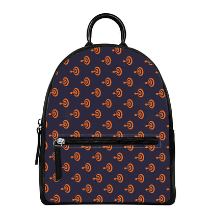 Orange Bullseye Target Pattern Print Leather Backpack