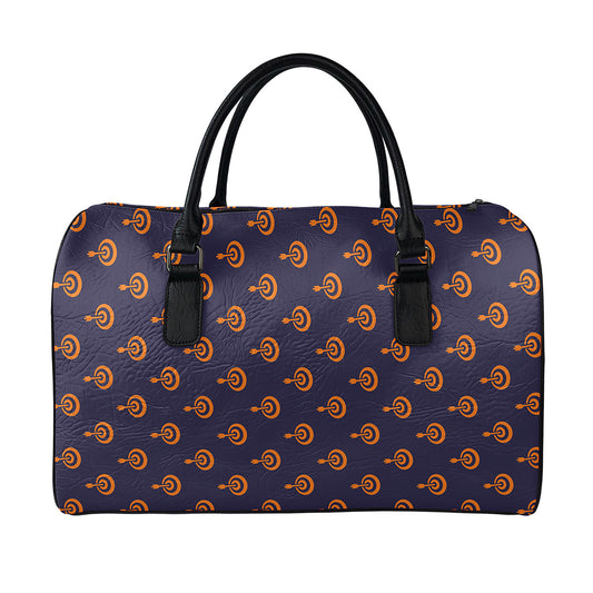 Orange Bullseye Target Pattern Print Leather Duffle Bag