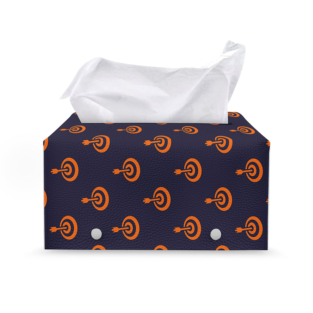 Orange Bullseye Target Pattern Print Leather Tissue Box Cover
