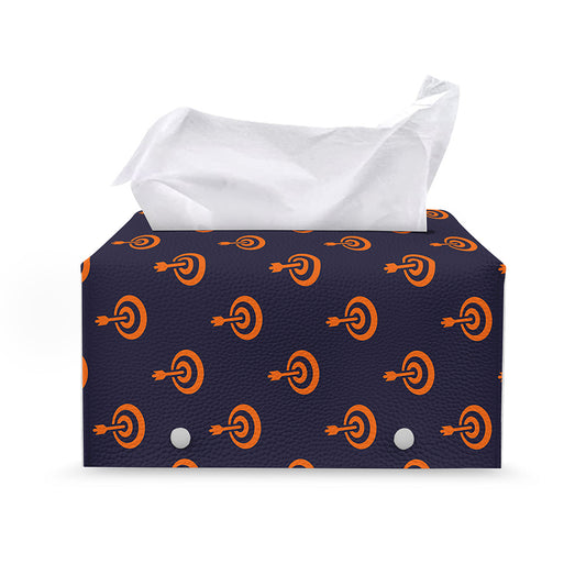 Orange Bullseye Target Pattern Print Leather Tissue Box Cover