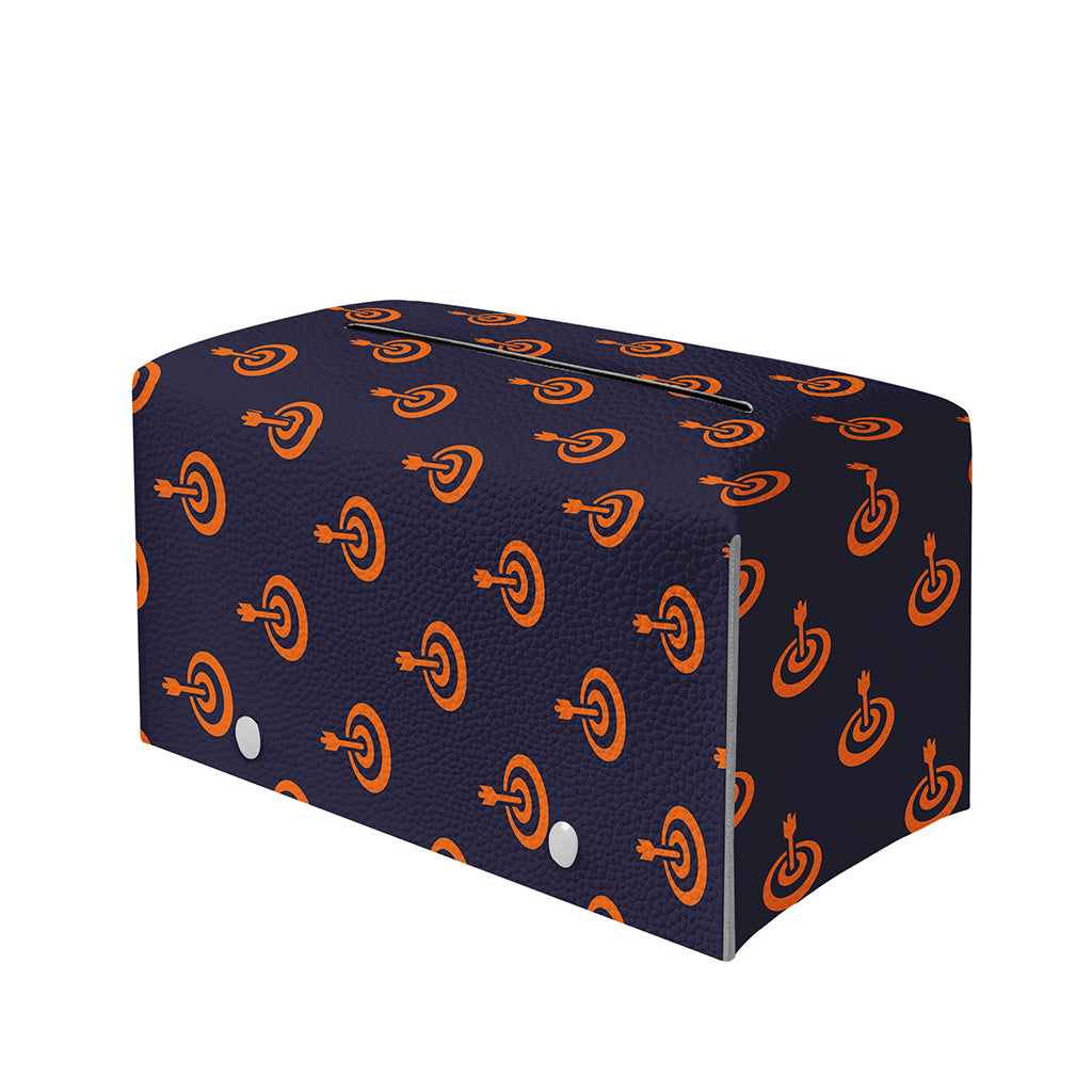 Orange Bullseye Target Pattern Print Leather Tissue Box Cover