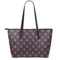 Orange Bullseye Target Pattern Print Leather Tote Bag With Zipper
