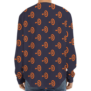 Orange Bullseye Target Pattern Print Long Sleeve Baseball Jersey