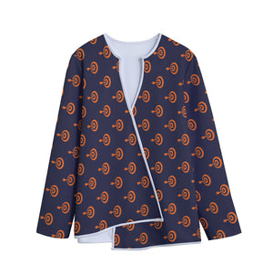 Orange Bullseye Target Pattern Print Long Sleeve Short Coat