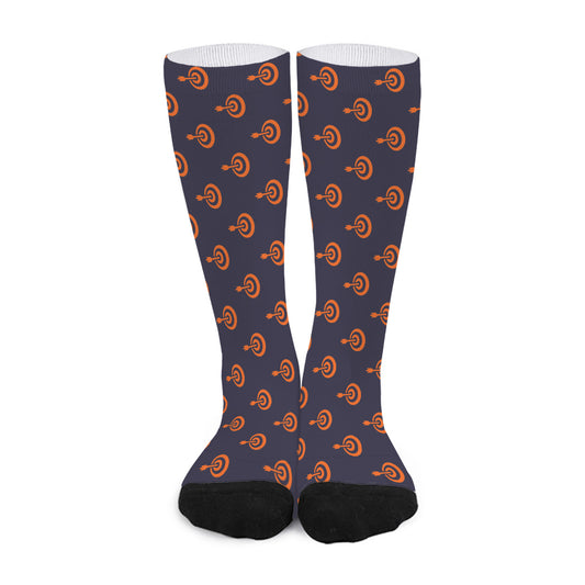 Orange Bullseye Target Pattern Print Long Socks