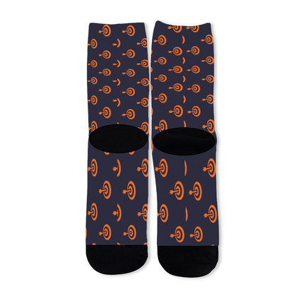 Orange Bullseye Target Pattern Print Long Socks