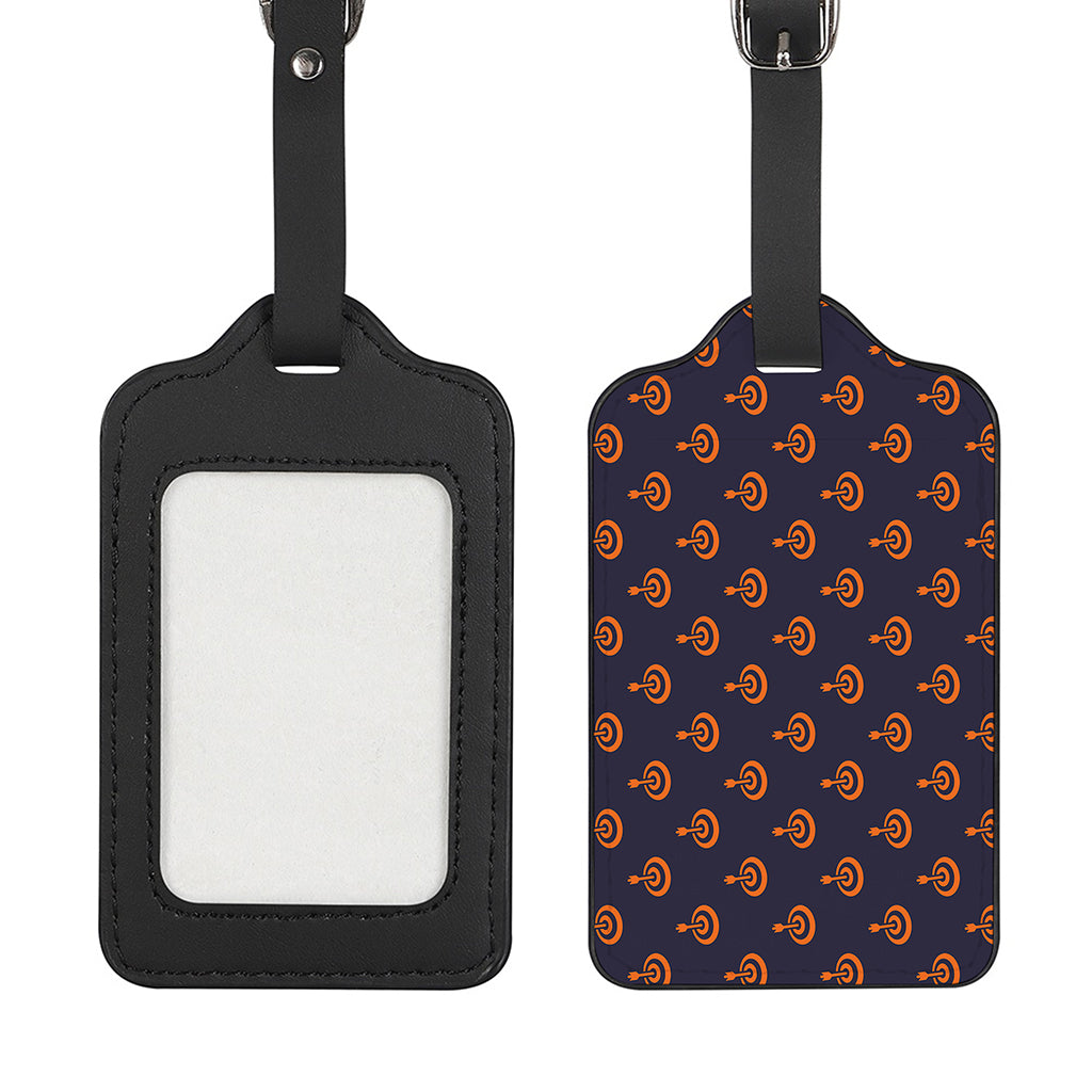 Orange Bullseye Target Pattern Print Luggage Tag