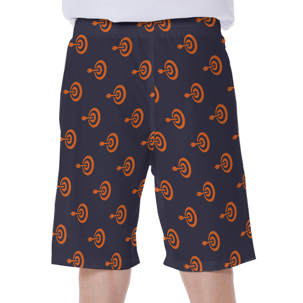 Orange Bullseye Target Pattern Print Men's Beach Shorts