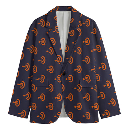 Orange Bullseye Target Pattern Print Men's Blazer