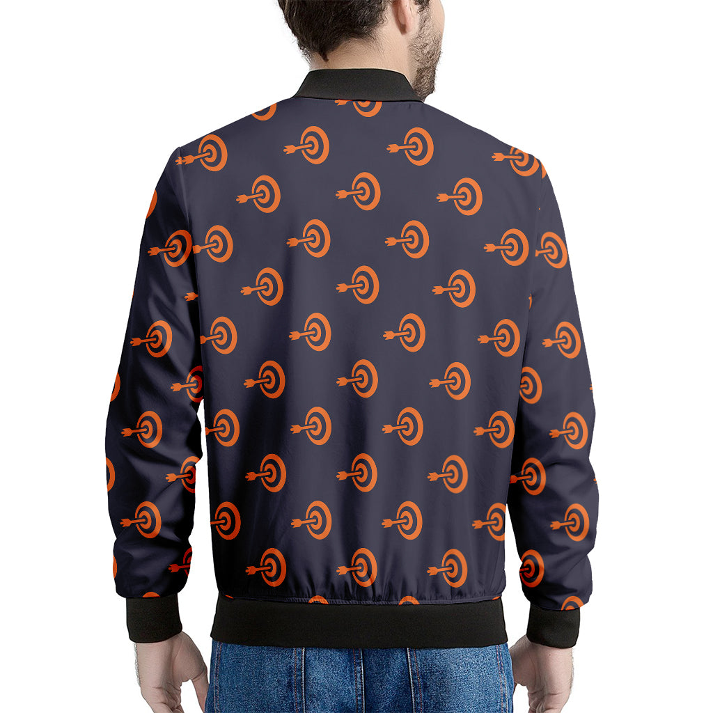 Orange Bullseye Target Pattern Print Men's Bomber Jacket