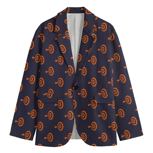 Orange Bullseye Target Pattern Print Men's Cotton Blazer