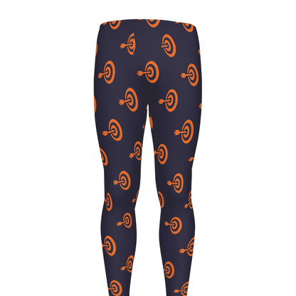 Orange Bullseye Target Pattern Print Men's leggings