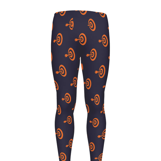 Orange Bullseye Target Pattern Print Men's leggings