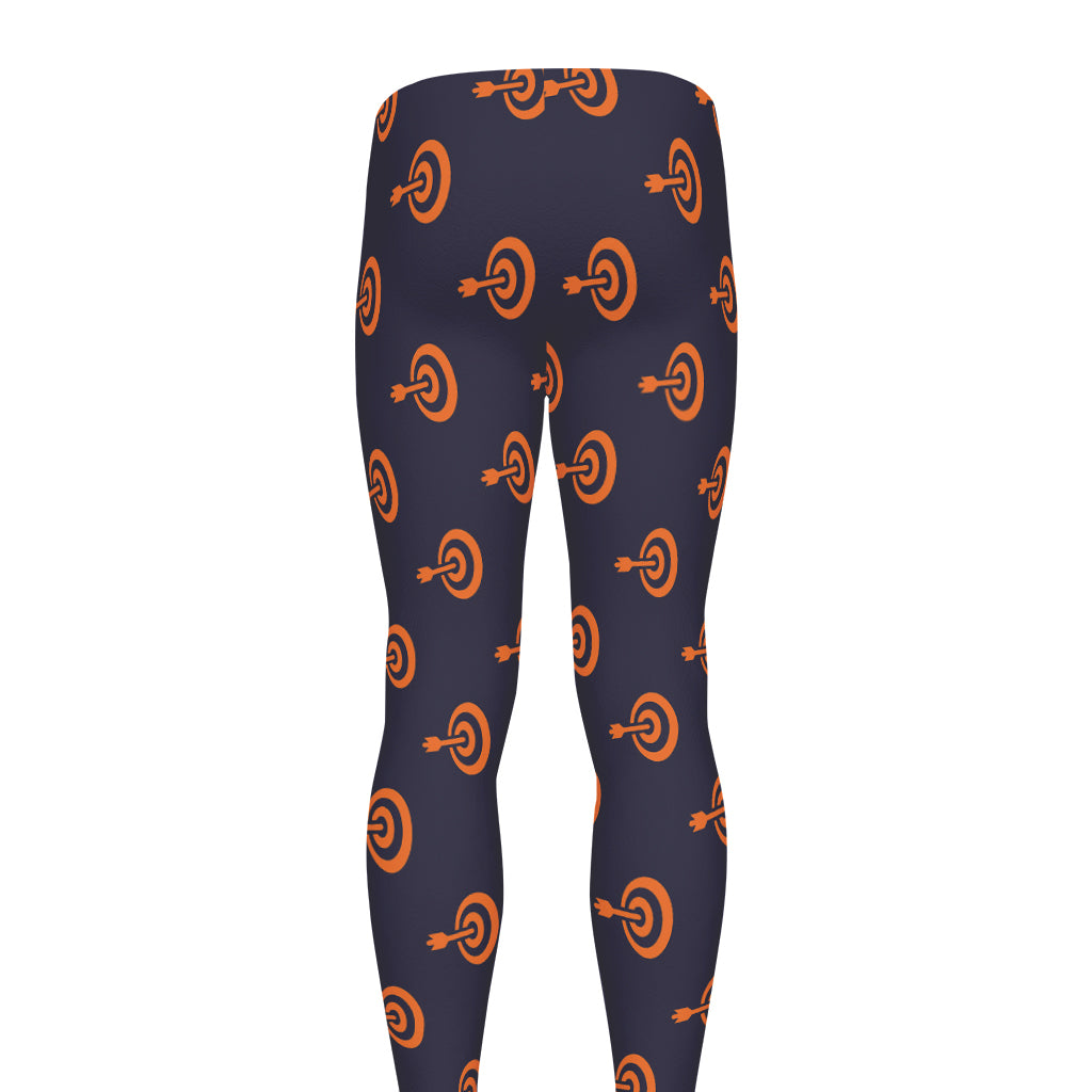 Orange Bullseye Target Pattern Print Men's leggings