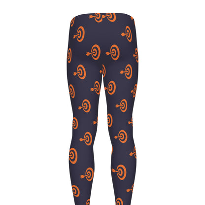 Orange Bullseye Target Pattern Print Men's leggings
