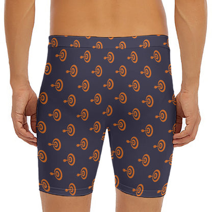 Orange Bullseye Target Pattern Print Men's Long Boxer Briefs