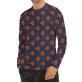 Orange Bullseye Target Pattern Print Men's Long Sleeve Rash Guard