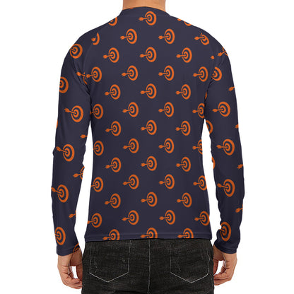 Orange Bullseye Target Pattern Print Men's Long Sleeve Rash Guard