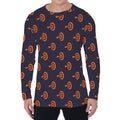 Orange Bullseye Target Pattern Print Men's Long Sleeve T-Shirt