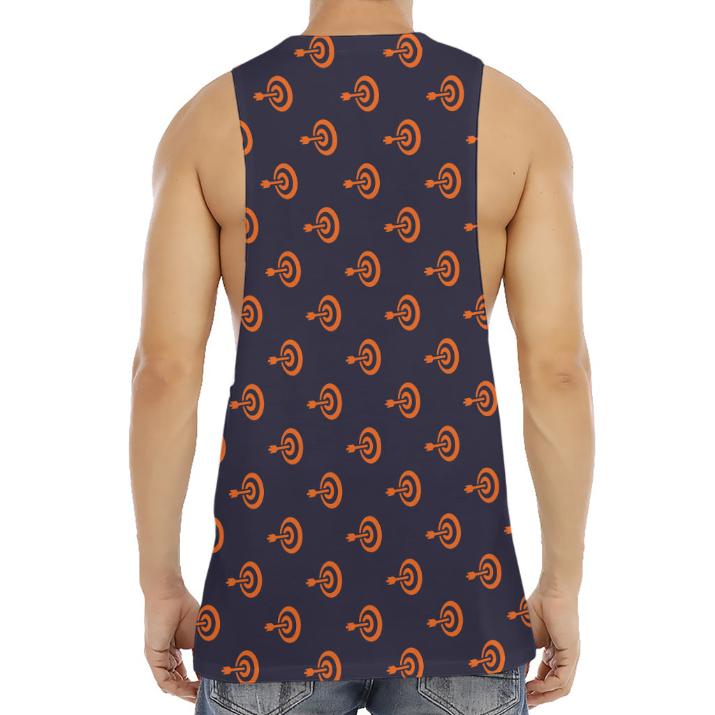 Orange Bullseye Target Pattern Print Men's Muscle Tank Top