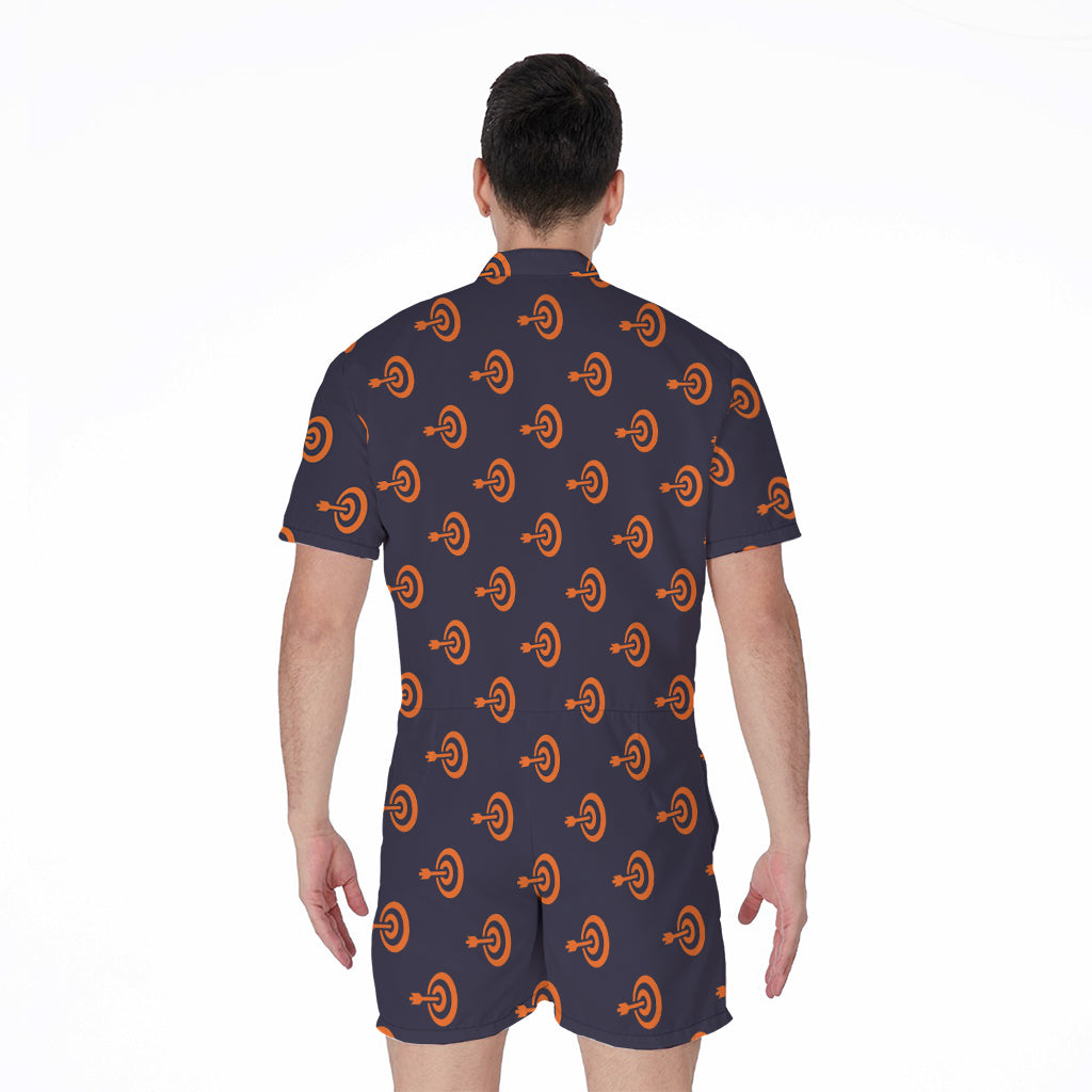 Orange Bullseye Target Pattern Print Men's Rompers