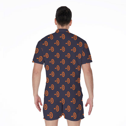 Orange Bullseye Target Pattern Print Men's Rompers