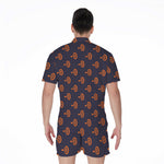 Orange Bullseye Target Pattern Print Men's Rompers