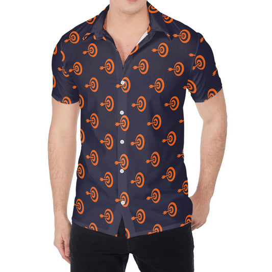Orange Bullseye Target Pattern Print Men's Shirt