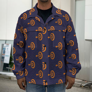 Orange Bullseye Target Pattern Print Men's Shirt Jacket