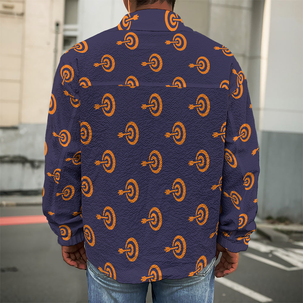 Orange Bullseye Target Pattern Print Men's Shirt Jacket
