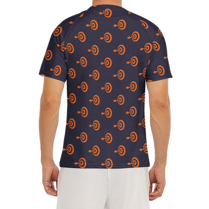Orange Bullseye Target Pattern Print Men's Short Sleeve Rash Guard