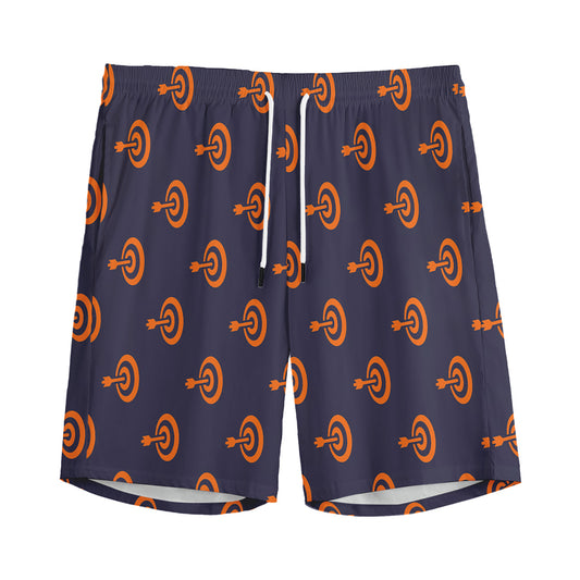 Orange Bullseye Target Pattern Print Men's Sports Shorts